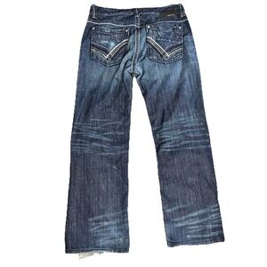 Buckle Black Jeans Men’s 36x31 Nine Fit Straight Leg Distressed Back Patch Denim